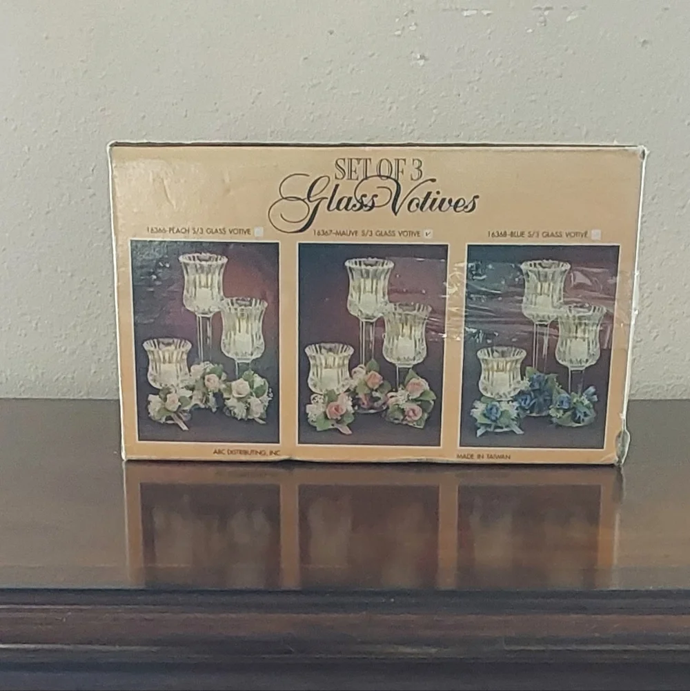 Set Of 3 Glass 16367- Mauve‎ 5/3 Votive